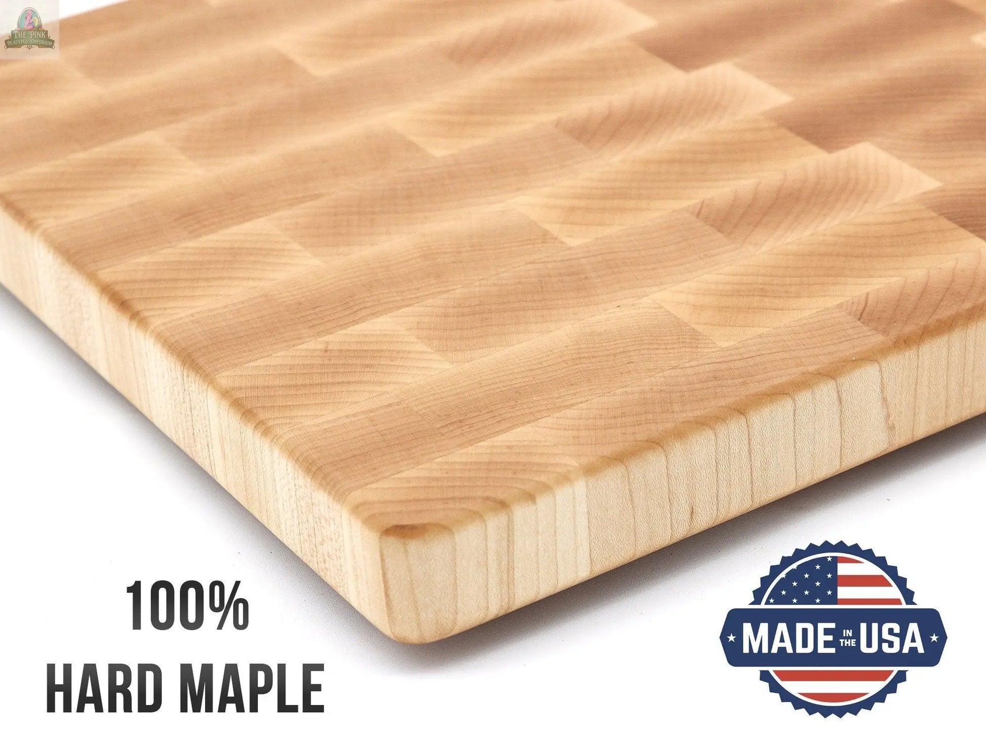XXL Maple Butcher Block Cutting Board, 24"x18" Maple End Grain Cutting Board, Up to 2” Thick, Wedding Gift, Anniversary Gift, USA Made Pink Platypus Emporium