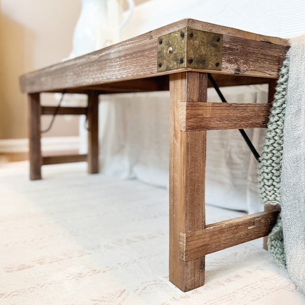 Vintage-Inspired Reclaimed Wood Folding Bench Pink Platypus Emporium