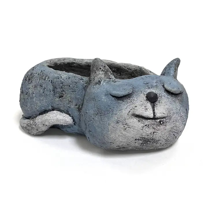 Blue Sleeping Cat Blobhouse Planter