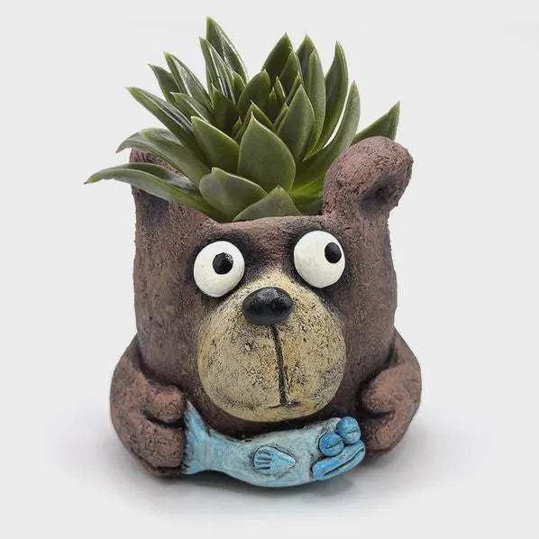 Buddy the Bear with Fish – Blobhouse Planter