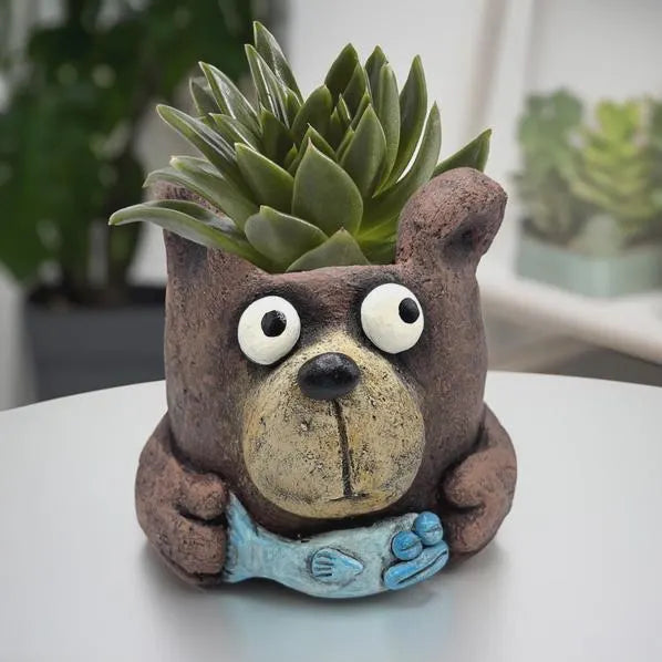 Buddy the Bear with Fish – Blobhouse Planter