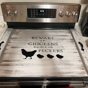 Neutral Floral Stove Cover | Wooden Noodle Board | Farmhouse Kitchen Decor