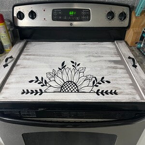Rustic Sunflower Stove Cover | Farmhouse Noodle Board | Floral Kitchen Decor
