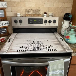 Rustic Sunflower Stove Cover | Farmhouse Noodle Board | Floral Kitchen Decor