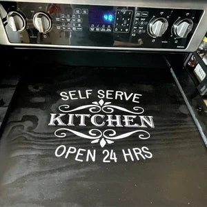 Neutral Floral Stove Cover | Wooden Noodle Board | Farmhouse Kitchen Decor