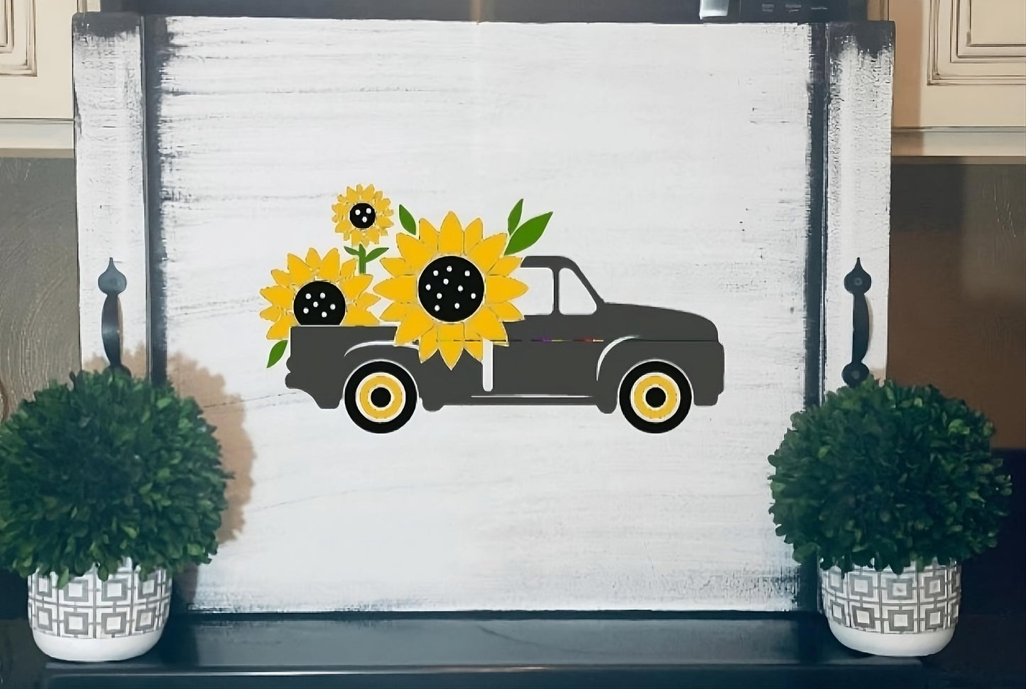 Stove Top Cover-Stove Cover Sunflower Farm Truck