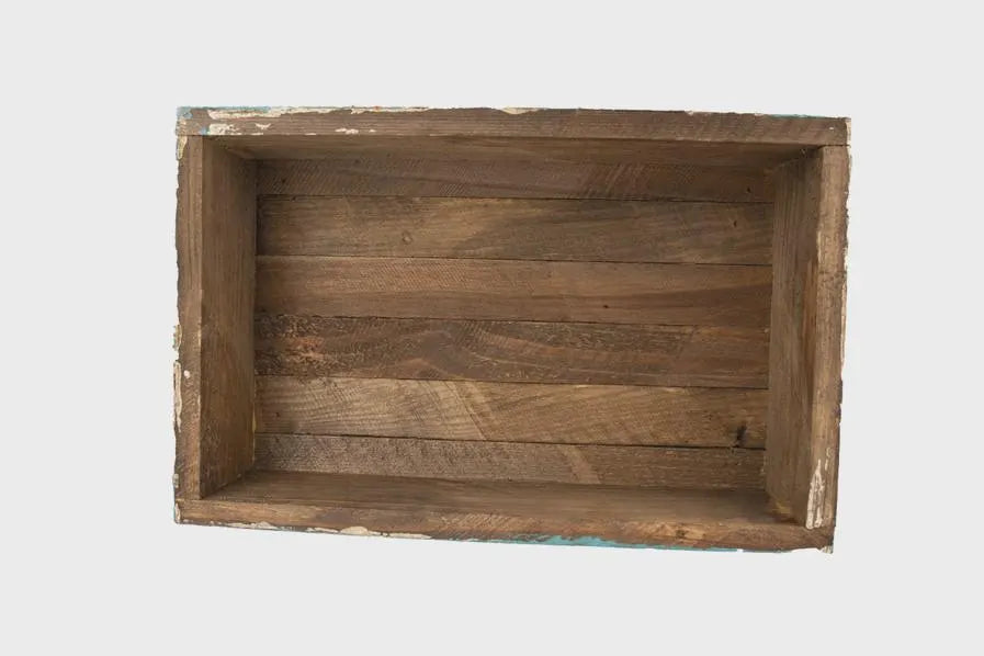 Wooden planter box arial view on a white background