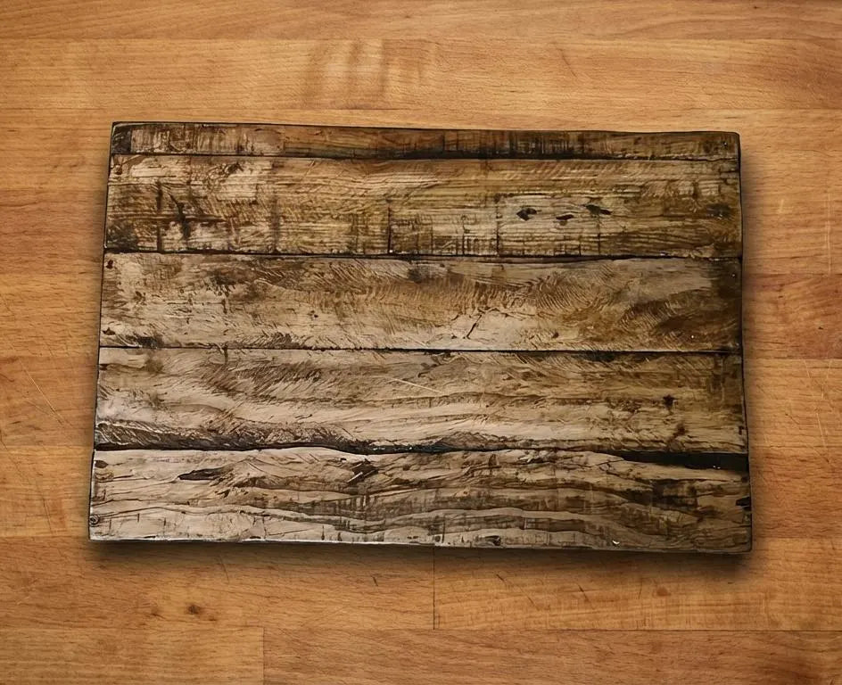 Rustic Farmhouse Wood Riser Display Stand on a wooden surface