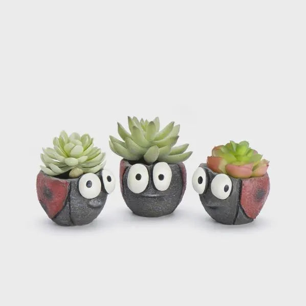 Set of 3 Ladybug Blobhouse Planters