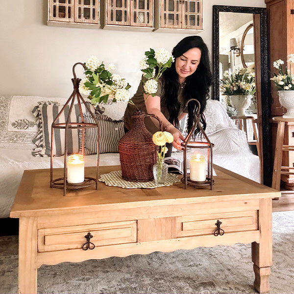 Vintage Inspired Open Cage Candle Lanterns, Set of Two Pink Platypus Emporium