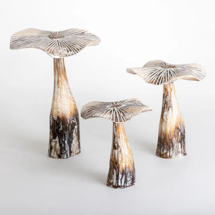 3pc Wood Mushroom Set