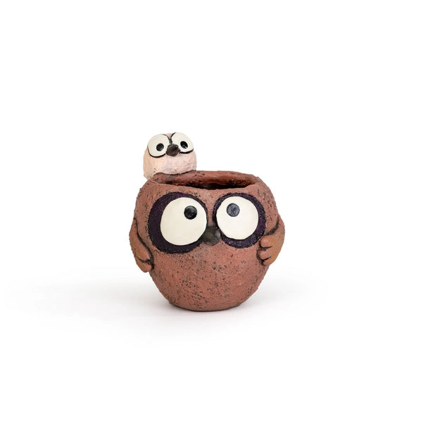 Pip & Squeak the Piggyback Owls Blobhouse Planter