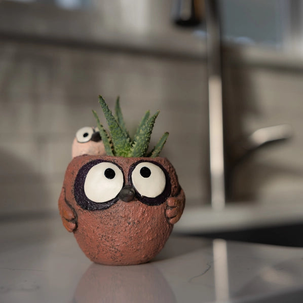 Pip & Squeak the Piggyback Owls Blobhouse Planter